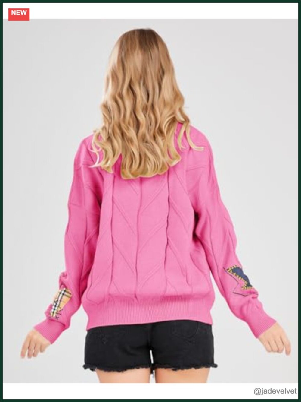 Cable Knit Long Sleeve Open Front Cardigan V-Neck Button Down Embroidery Wool - Picture 3 of 6